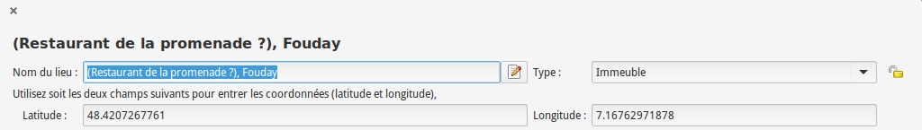 Autotitle enabled. You filled the place name with auto-title support (see Display item into Preferences dialog) but the tool detects a possible issue.